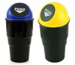 TENEZA Plastic Swing-Lid Car Mini Trash Bin Rubbish Can Garbage Dust Dustbin Cup Useful for All Cars (Multicolour) - Pack of 2