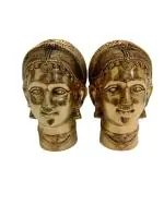 RHYTHM ENTERPRISE 2 pcs Hindu Goddess Randal MA FACE Statue Figurine - Brass - RAVI Randal (349)