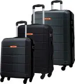 Safari Regloss Anti Scratch Set of 3, 55, 65 and 77 Cms Small, Medium and Large Trolley Bags Hard Case Polycarbonate 4 Wheels 360 Degree Wheeling System Luggage, Trolley Bags For Travel, Suitcase For Travel, Black