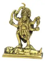 Kalarambh Brass Maa Kali / Kalika MATA / Mahakali Idol Murti Statue for Home Pooja Puja Mandir Decor Collectible Handicraft Art, Yellow, 3.9 x 2 x 5 Inch (L x W x H)