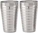 Zms Marketing Silver Steel Touch Lassi Big Glass Water, Juice Glass, 500 Ml (Pack Of 2)
