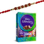 SurpriseForU Cadbury Celebration Hamper, 5 Rudraksha Rakhi Gift for Brother