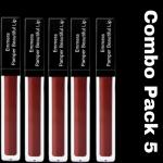 EMMERA PAMPER BEAUTIFUL MATTE LIPSTICK | MATTE , LONG LASTING, SMUDGE PROOF & WATERPROOF, VEGAN | 4.5 ML LIQUID | COLOR - NUDE BROWN | WITH ISO & FDA APPROVED ( PACK OF 5)