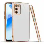 Mr. Case Oppo A53s 5G and Oppo A55 5G White Silicone 6D Gold Plated Frame Back Cover
