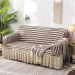 House of Quirk Turkish Bubble Frill 280 GSM Sofa Slipcovers, Durable Washable Universal Double Seater High Elastic Furniture Protector (Teal, 145-185cm)