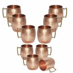 Prisha India Craft Solid Copper Mug for Moscow Mules , Set of 10