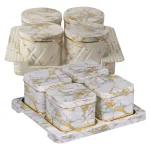 Selvel Air Tight Dry Fruit Container Tray Set with Lid & Serving Tray, 430 ML White