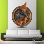 Divinedesigns Multicolor Vinyl Monk Wall Sticker