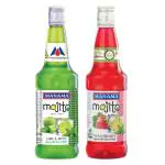 Manama Lime and Mint Mojito Syrup and Strawberry Mojito Syrup | 500ML Each | Mixer for Mocktails, Cocktails, Drinks, Juices, Beverages | Pack of 2