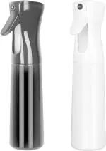 SHOPOGENIX Spray Bottles, Fine Mist Spray Bottle for Hair, 10.1oz/300ml Water Spray Bottle for Hair Styling, Cleaning, Plants, Skincare, Empty Refillable Sprayer for Salons (2 Pcs,Black & White).