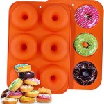 MoldBerry Donut Mould Pan Baking Silicone 6 Cavity Full Size Donuts Cupcakes Muffins Reusable Easy Clean Oven Microwave Freezer Dishwasher Safe Mould (Multi Color) Pack of 1