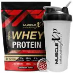 MuscleXP 100% Whey Protein With Digestive Enzyme - 1Kg Pouch, Double Chocolate pouch + Shaker