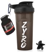Zyro Shakers for Protein Shake Bottle Gym Shaker Bottle Shaker Bottles for Protein Shake Gym Protein Shaker Bottle- Black ,Blending Mixer Ball for 650 ml Pack of 2 shaker bottle
