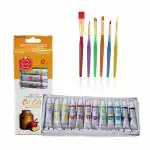 JAPSI Oil Paint Set Kit | Set of 12 Oil Paint Tubes & 6 Flat Head Paint Brush | Professional Painting Supplies Set for Artists Kids Students Beginners | Oil Paint Brushes for Canvas Painting