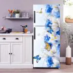 WallWear- Self Adhesive Fridge Door Sticker |Fridge Wrap Decorative Wallpaper & Wall Sticker | Fridge Sticker PVC Large (60 X 160) CM (White Fool Butterfly)