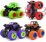 Shivsoft Big Size Monster Truck Friction Powered Cars Toys, 360 Degree Stunt 4wd Cars Push go Truck for Toddlers Kids Gift (Pack of 2 Car) (Multi-Color)