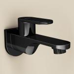 Plantex Pure Brass ORN-201 Bib Cock Water Tap with Brass Wall Flange & Teflon Tape-7 Year Warranty (Black Glossy)