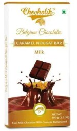 Chocholik Belgium Chocolate - 32% Milk Caramel Nougat Bar - Luxury Belgium Chocolates 100g (3.5 Oz)