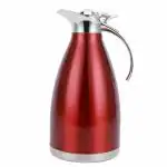 PRIME PICK Travel Kettle 2L Thermal Carafe Double-Walled Thermos Flask Insulated Glass Flask Drinks Dispenser Kettle Juice Jar Hot Jugs Travel Coffee Juice Milk Tea Beverages (Red)