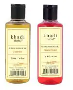Khadi Natural Herbal Jasmine Massage Oil & Sandalwood Massage Oil Combo pack 420ml
