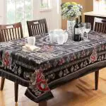 Dakshya Industries PVC Waterproof Rectangle 6 Seater Dining Table Cover - Black