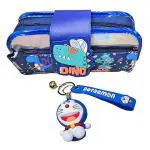 AMB Pencil Pen Case with Keychain for Kids, Big Capacity Pencil Pouch Cute Cartoon Stationery Bag Organizer for School Office Supplies Students Children Gift(Dino)