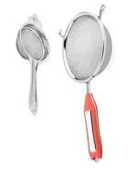 FIRST FRONT Stainless Steel Tea Strainer With Stainless Steel Soup Strainer Juice & Multicolour, (Pack of 2) l Kitchen Tools l Essential Kitchen Tools l Tools l Kitchen l Utensils l Stainless Steel Tools l Steel Kitchen Tools l Metal Tools