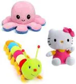 KT KASHISH TOYS Toys soft octopus, kitty with catpillar-55 cm for gift (15-30 cm) - 30 cm (Multicolor)