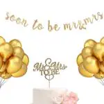 Festiko Gold Glitter Mr, Mrs Decoration, Bride, Groom To Be Decor, Husband And Wife, Bridal Shower Party Supplies Combo (Banner, Cake Topper, Balloons) 52 Pcs