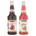 Manama Grenadine Syrup and Pink Guava Syrup | 750ML Each | Mixer for Mocktails, Cocktails, Drinks, Juices, Beverages | Pack of 2