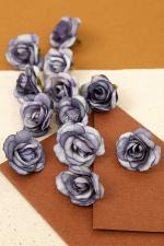SATYAM KRAFT 12 Pcs Artificial Small Rose Flowers Fake Fabric Head Rose Flowers For Home Decoration, Gift, Mandir Pooja Table, Cake Decor, Bouquet Making, Backdrop, DIY Art Craft, Diwali Items Material (Shaded Blue, 4 cm)