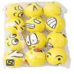 Krum Cute and Smiley Emoji Rubber Balls Face Stress Reliver Squeeze Soft Ball for Kids 12 Pcs