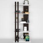 ESTANTERIA Engineered Wood Laminated Bookcase, 5 Tier Bookshelf Storage Organiser Display Rack for Home, Living Room, Office (Wenge & White)