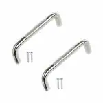 Doortain Steel Drawer Handle | Wardrobe Handle | Door Handle Round D with Screw (4 Inch, Chrome Finish) - 2 Pcs
