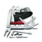 Victorinox SwissTool X Plus -- 37 Functions, Stainless Steel Professional Multipurpose Tool with pliers in a leather pouch, Grey - 115 mm.