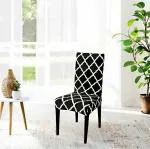Inditradition Stretchable Elastic Dining Chair Cover Set, Washable Chair Slipcovers | Ideal for All Handle-Less Chairs (Pack of 2, Black Diamond, CC-02)