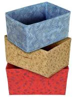 Kuber Industries Rectangular Laheriya Print Multicolor Fabric Closet Storage Box (Pack of 3)