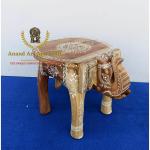 Anand Art And Craft Wooden Handpainted Elephant Stool Home Showpiece (11x8x7 inch)