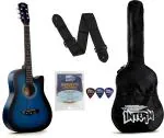 intern INT-38C-BL Acoustic Guitar Linden Wood Rosewood Right Hand Orientation  (Blue)