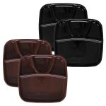 Kuber Industries Serving Plate|Plate Set For Dinner|Unbreakable Plastic Plates|Microwave Safe Plates|Food Organizer With 4 Partitions|Set of 4 (Black & Brown)