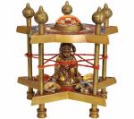 Idol Collections Multicolor Brass, Wood Shri Hanuman Yantra Chowki