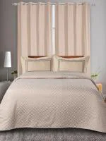 SARAL Home  Woven Beige Cotton BedSheet Double 90X100 Inches + 2 Pillow Covers.