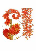 SHIMMER Artificial Maple Leaves Creepers, Door Wall Hanging for Diwali Festival Wedding Decoration Item (Pack of 10, Orange Maple Leaf)