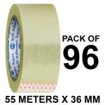VCR Self Adhesive Transparent Packing Cello Tape - 55 Meters in Length - 36mm / 1.5 Inch Width - 96 Rolls Per Pack - BOPP Industrial Packaging Tape for E-Commerce Box Packing, Office and Home use
