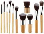 Nnbb Brown, Beige, Grey Makeup Brush Set Professional Kabuki Foundation Blending Blush Concealer Eye Face Liquid Powder Cream Cosmetics Brushes Kit (Pack Of 11)