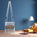 Patiofy Medium C Shape Swing Chair with Brown Cushion, Jhula for Kids & Adults