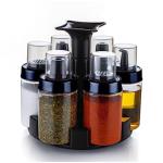 YELLOCUT 360 degree Revolving Transparent Plastic Spice Rack / 6 Piece Condiment Set/Namak Dani