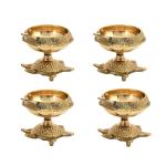 CraftVatika Gold Brass Diya 7.62 x 6.86 cm (Pack of 4)