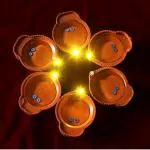 3A BRIGHT Flameless Smokeless Decorative Lamp Led Light for Home Garden Office Decoration in Diwali/Deepawali Festival Bettery Water Diya for Home Office |Water Diya for Diwali Pack of 6 Maroon