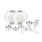 Classic Essentials Pack of 12 Stainless Steel Glory Dinner Set, Heavy Gauge Dinner Set (Silver)